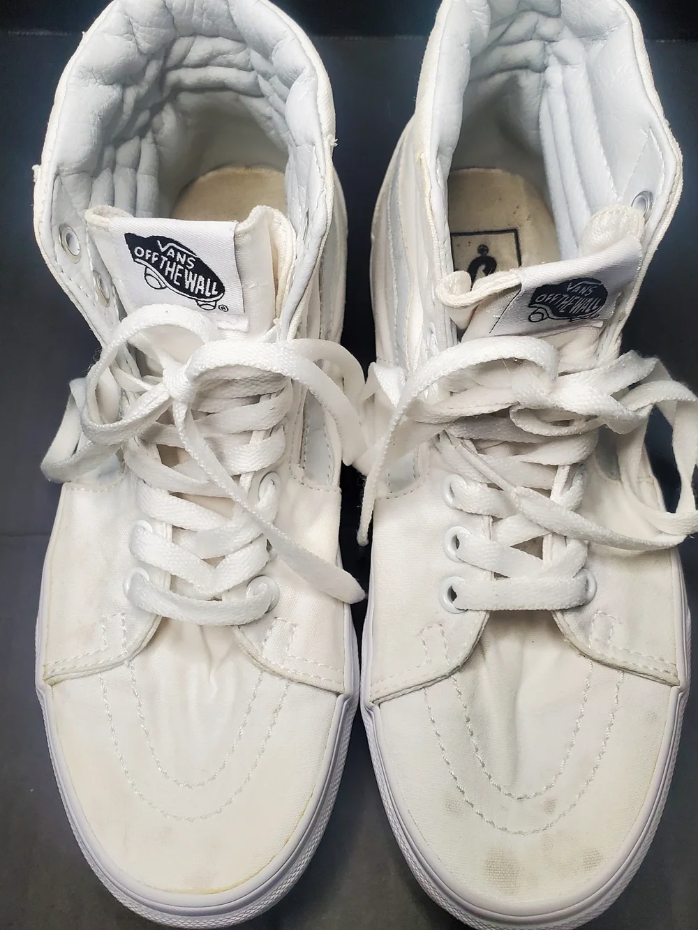 Vans Sk8-Hi High Top Sneakers in White - Women's 7.5 Mens 6